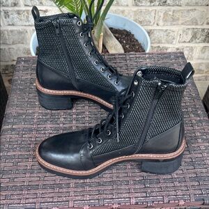 Alex Marie Black Textured Combat Boots